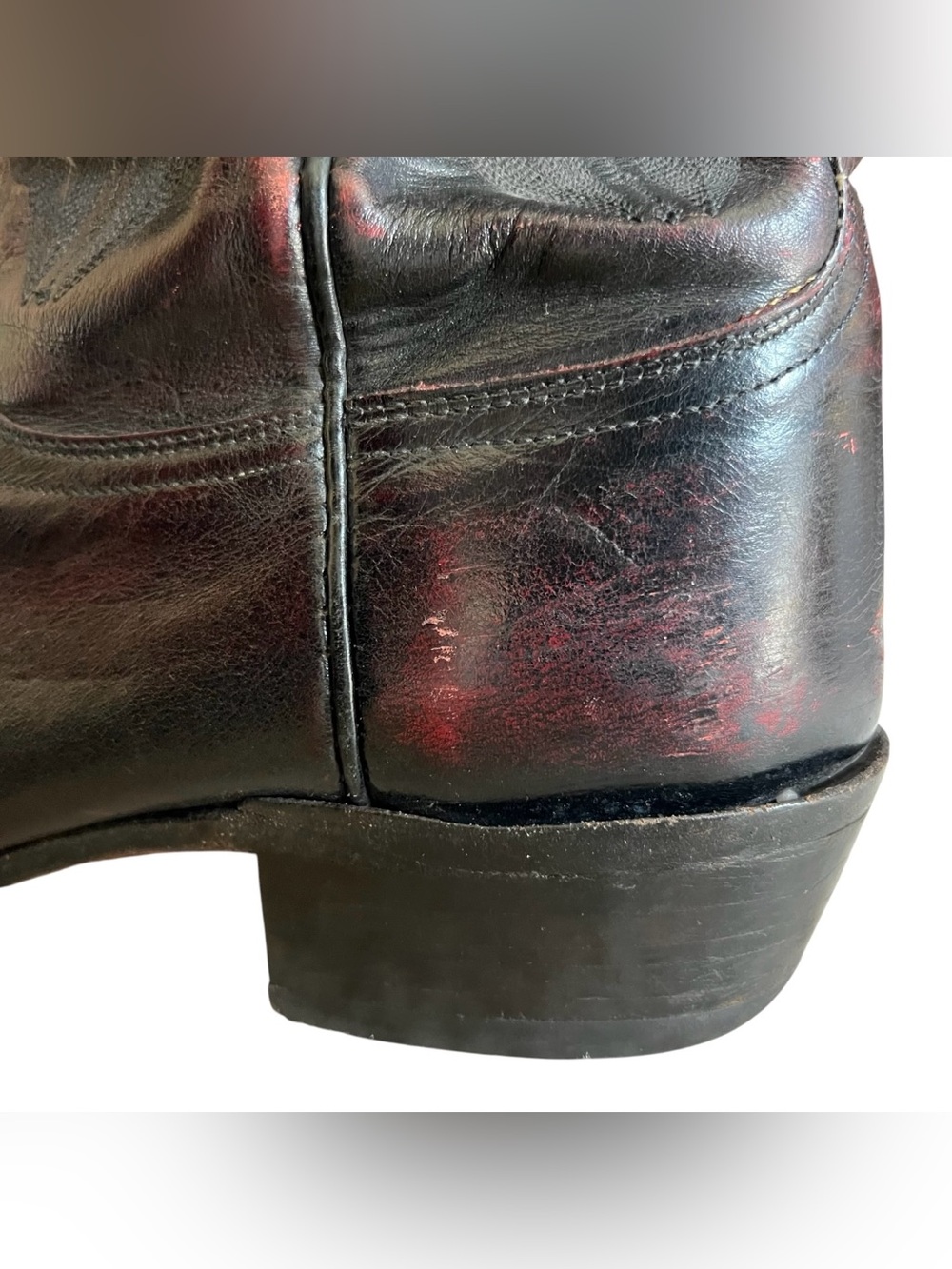 Lucchese 2000 Mens T3012R4 Kangaroo Black Cherry Red Leather Cowboy Boots - Picture 10 of 16